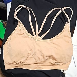 Fabletics size large low impact tan color sports bra